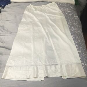 Vintage Lorraine Ivory Long Slip with slit and lace Detail Sz S